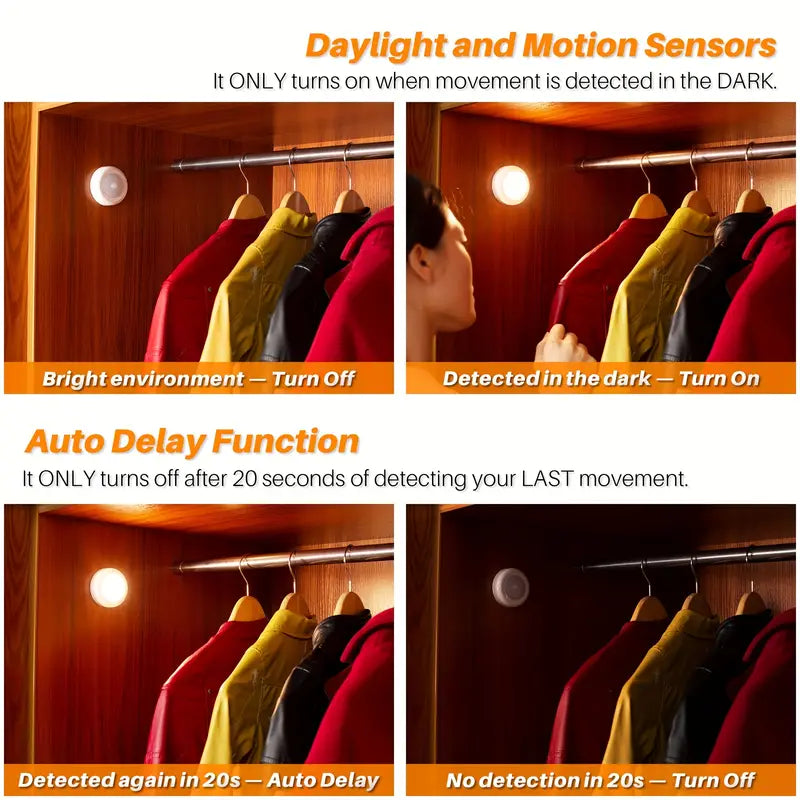 3pcs Battery Operated Motion Sensor LED Lights