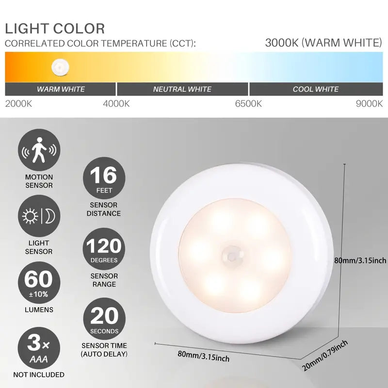 3pcs Battery Operated Motion Sensor LED Lights
