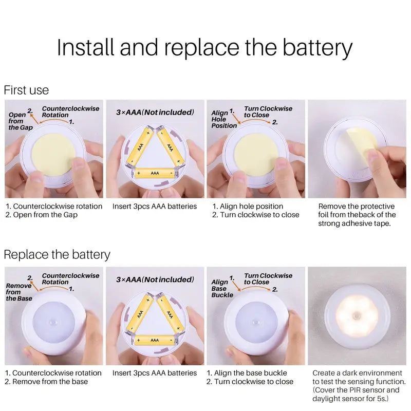 3pcs Battery Operated Motion Sensor LED Lights