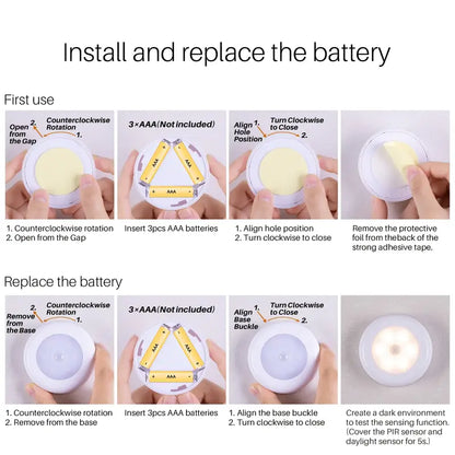 3pcs Battery Operated Motion Sensor LED Lights